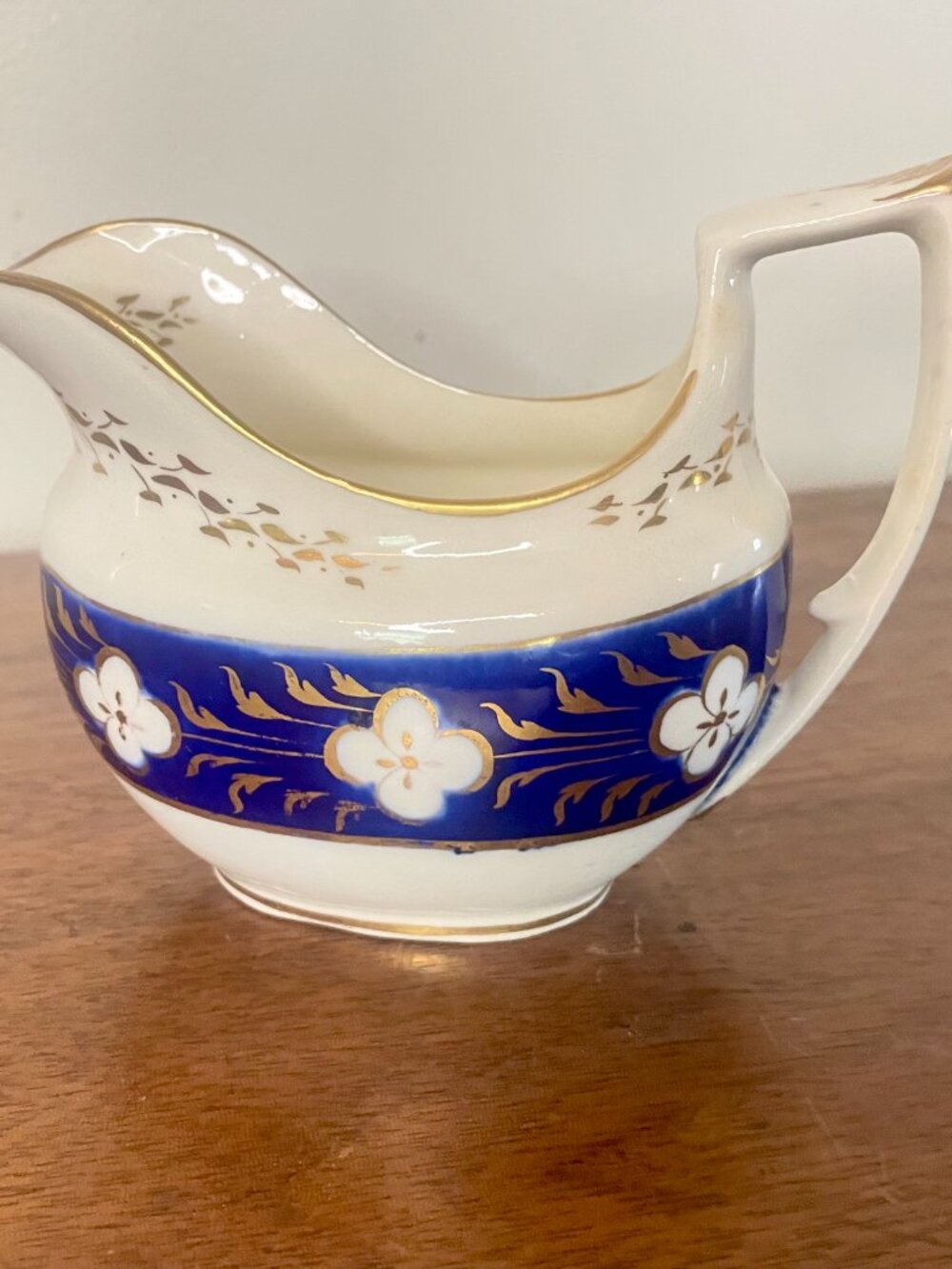Vintage Cobalt Blue & Cream Gilded Creamer